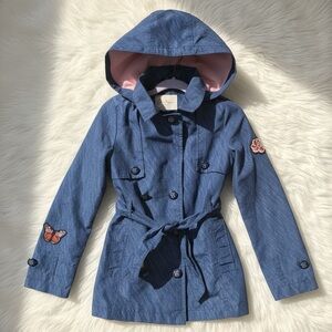 Jessica Simpson Faux Denim Trench Coat Raincoat